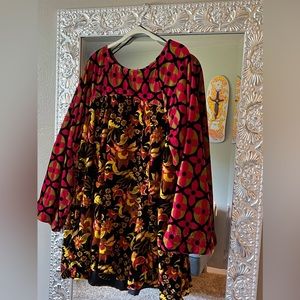 Free People faux velvet patterned cocktail dress. Size L women’s. Worn once!